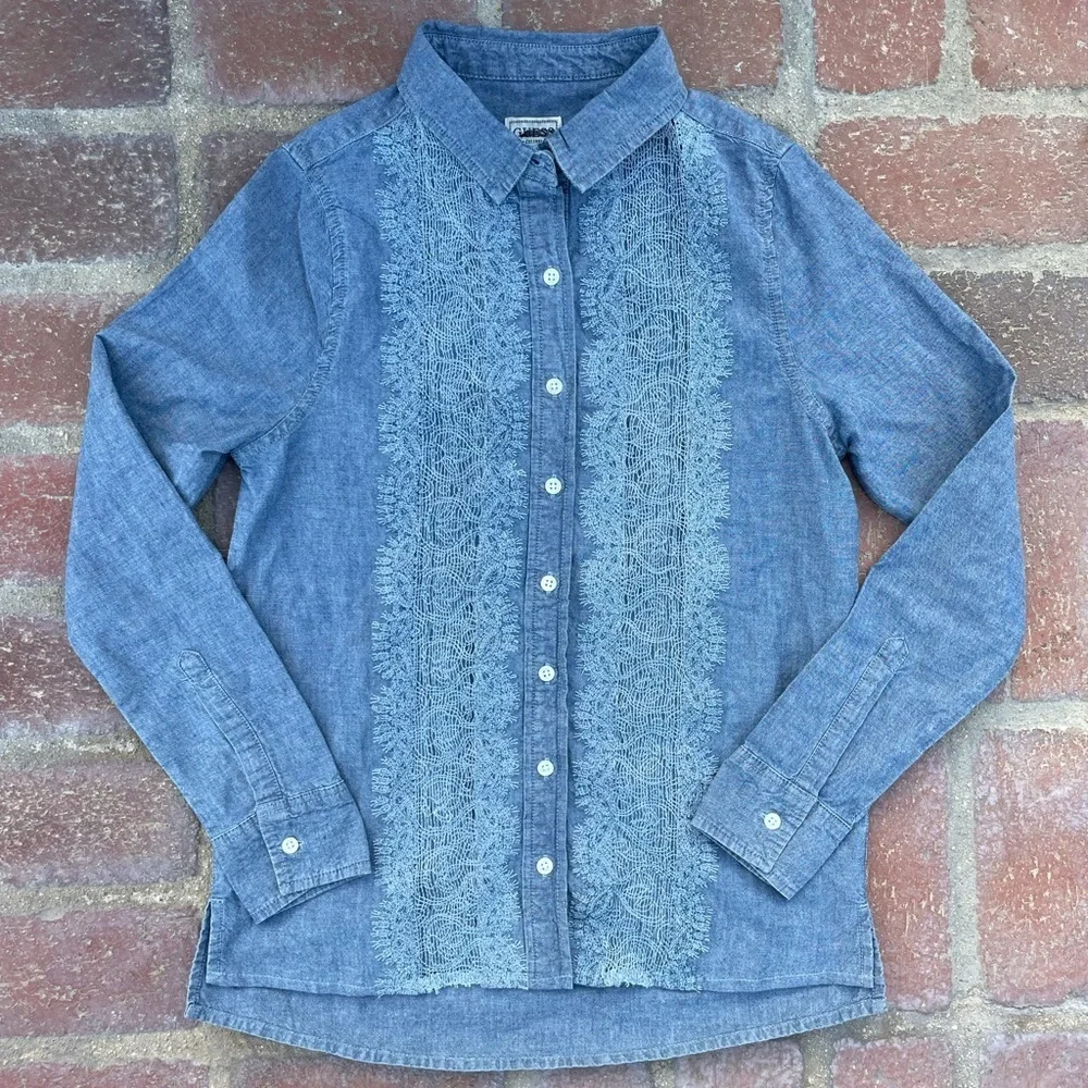 GUESS denim button down blouse - Picture 2 of 5